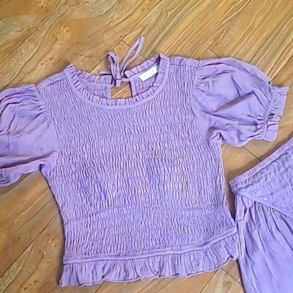 Lavendar Matching Set  Smocked Top Skirt Feminine Frilly Boho Outfit